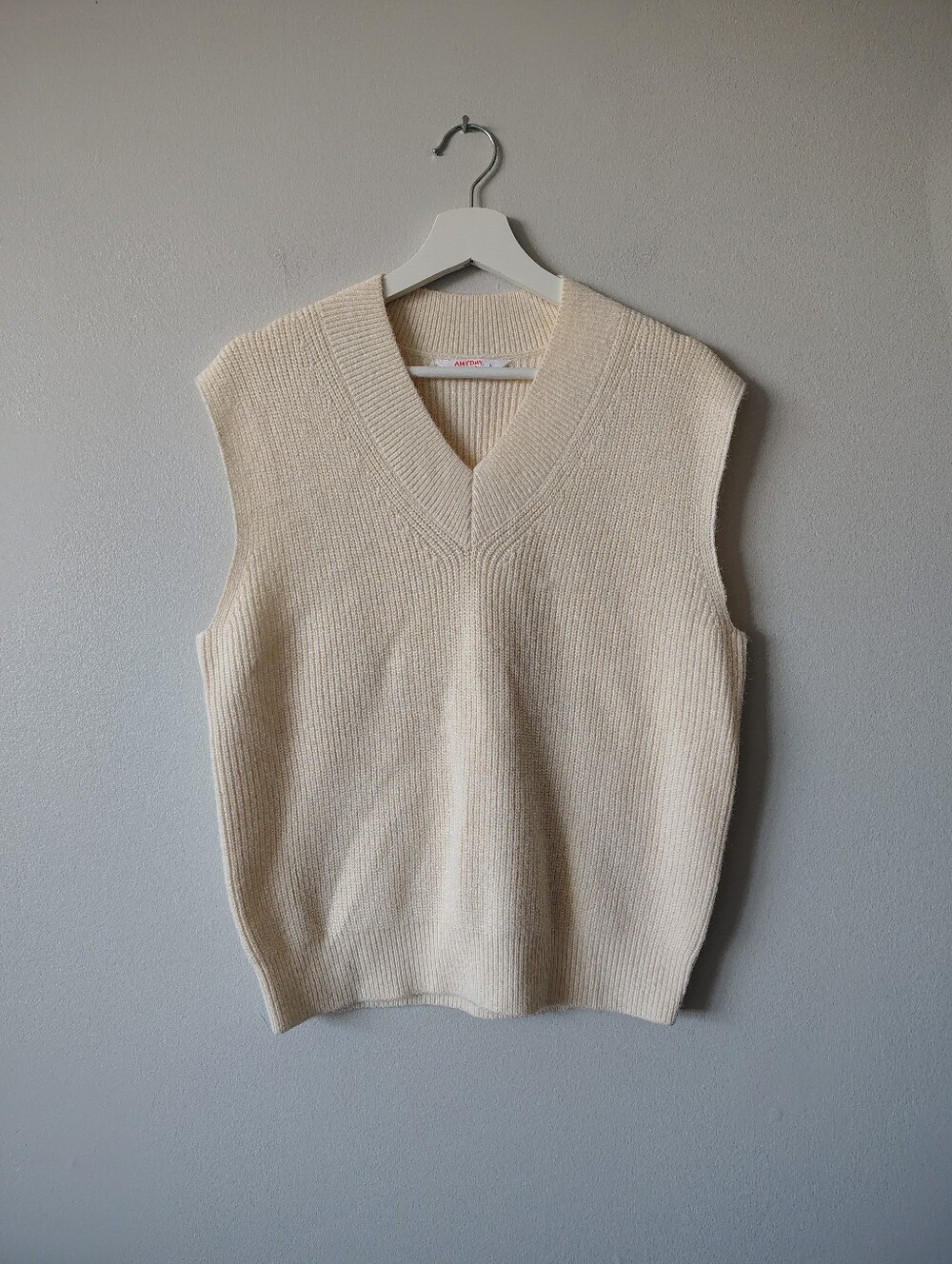 Anyday John Lewis Beige V-neck Knit Vest